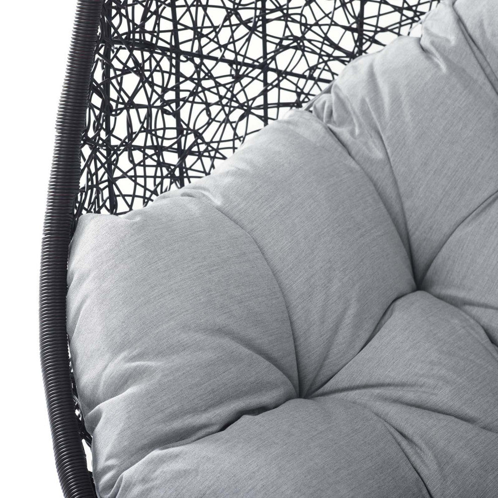 Swing Lounge Chair, Sunbrella, Black Gray, Modern, Outdoor Patio Bistro