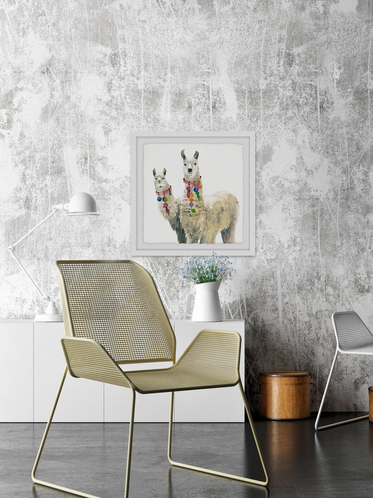 "Llama Pair" Framed Painting Print, 32"x32"