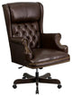 Office Chair, Oversized PU Seat With Button Tufted Back & Nailhead, Brown