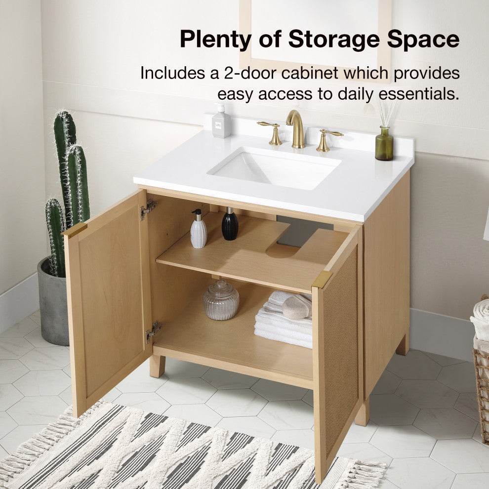 OVE Decors Macy Single Sink Bathroom Vanity, Rustic Ash, 36 in.
