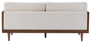 GDF Studio Doris 6' 3-Seater Sofa With Cane Rattan Arms, Walnut/Beige