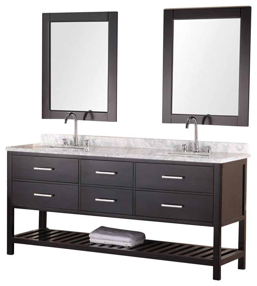 London 72" Double Sink Vanity Set, Espresso