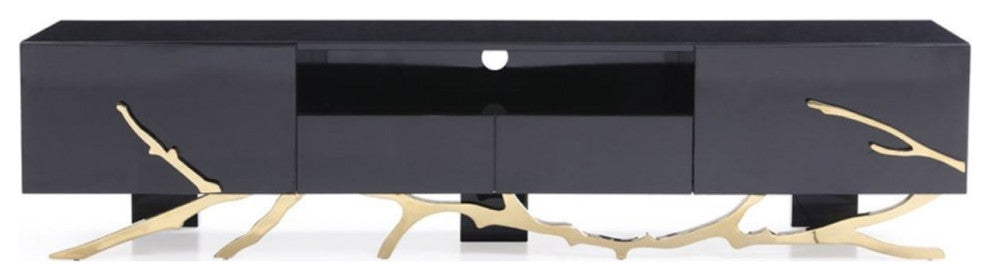 Modrest Legend Modern Black and Champagne Gold TV Stand