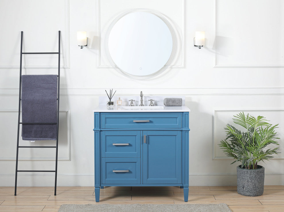 36" Tennant Brand Durand Modern Teal Blue Bathroom Sink Vanity