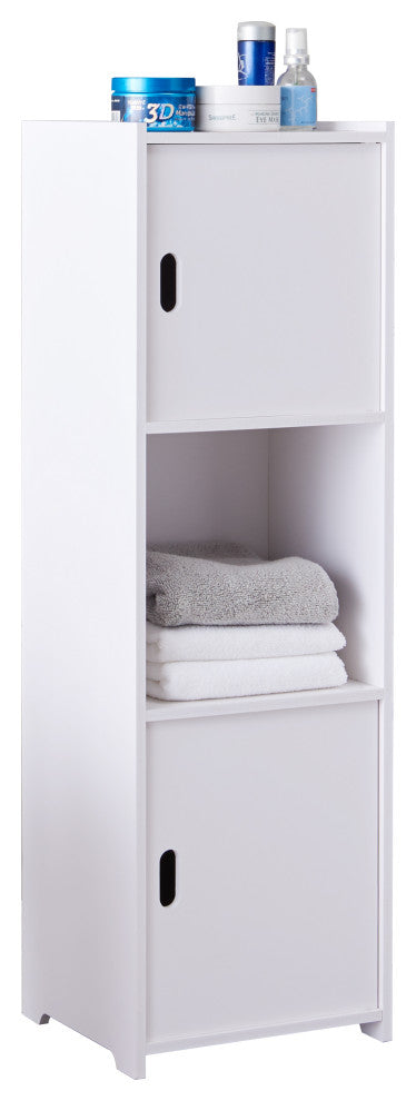 Cofey Wood Bathroom Floor Storage Cabinet, White