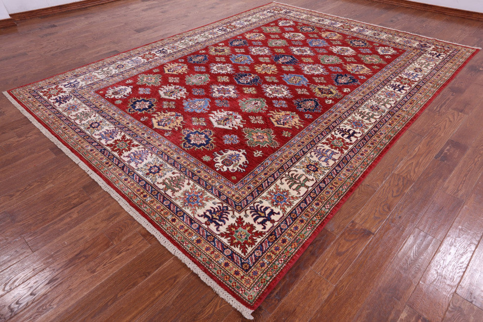 8' 10" X 11' 9" Super Kazak Geometric Handmade Rug Q9521
