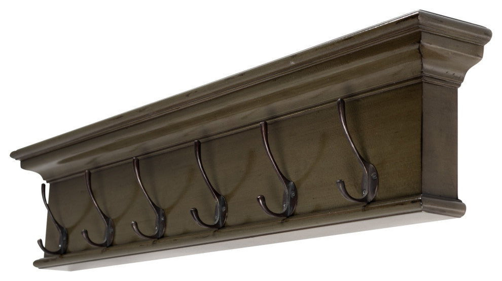 Rustic Antiqued Green Six Hook Hanging Coat Rack