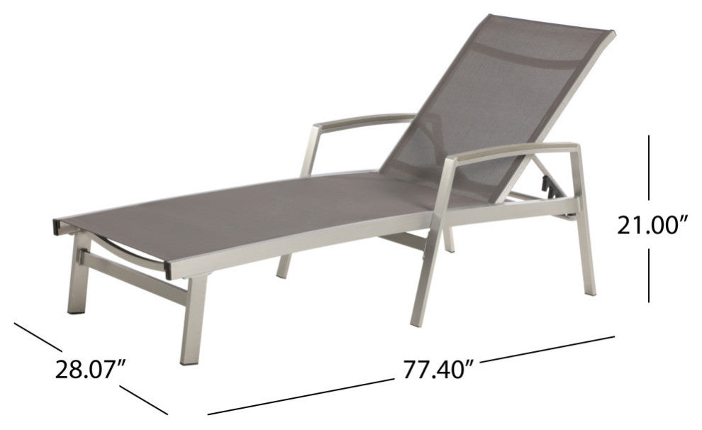 GDF Studio Joy Outdoor Mesh and Aluminum Chaise Lounge, Set of 4, Gray
