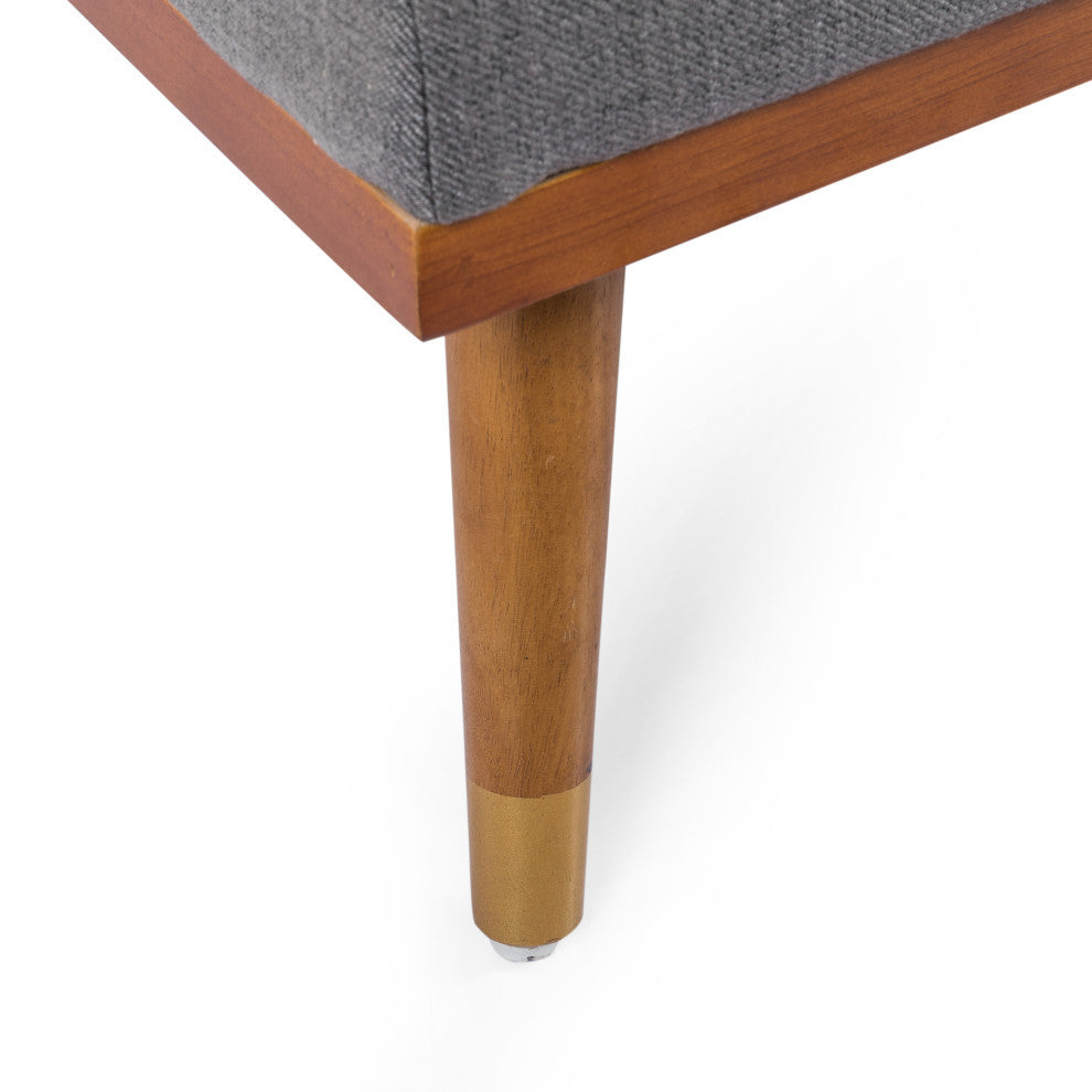 Miles Fabric Chaise Lounge, Gray and Dark Walnut