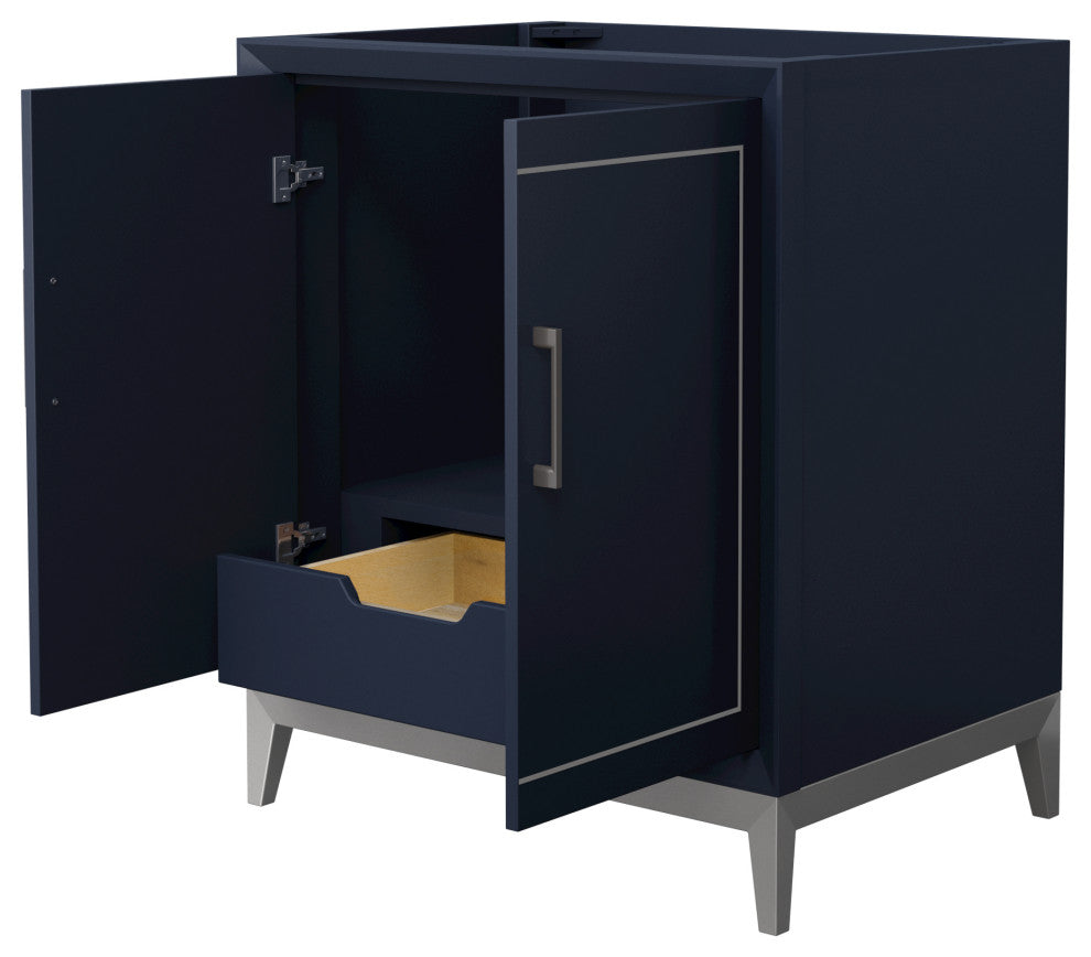 Marlena 30" Dark Blue Single Vanity, No Top, No Sink, Nickel Trim