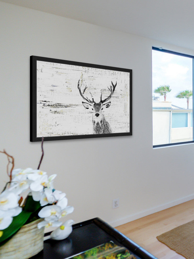 Parvez Taj "Inquisitive Deer" Framed Painting Print, 45"x30"