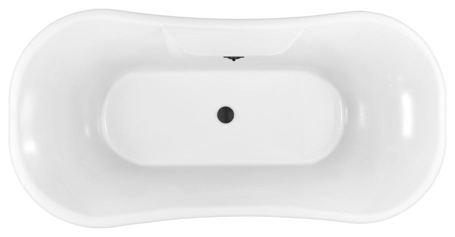 68" Streamline N103BL-BL Clawfoot Tub and Tray With External Drain