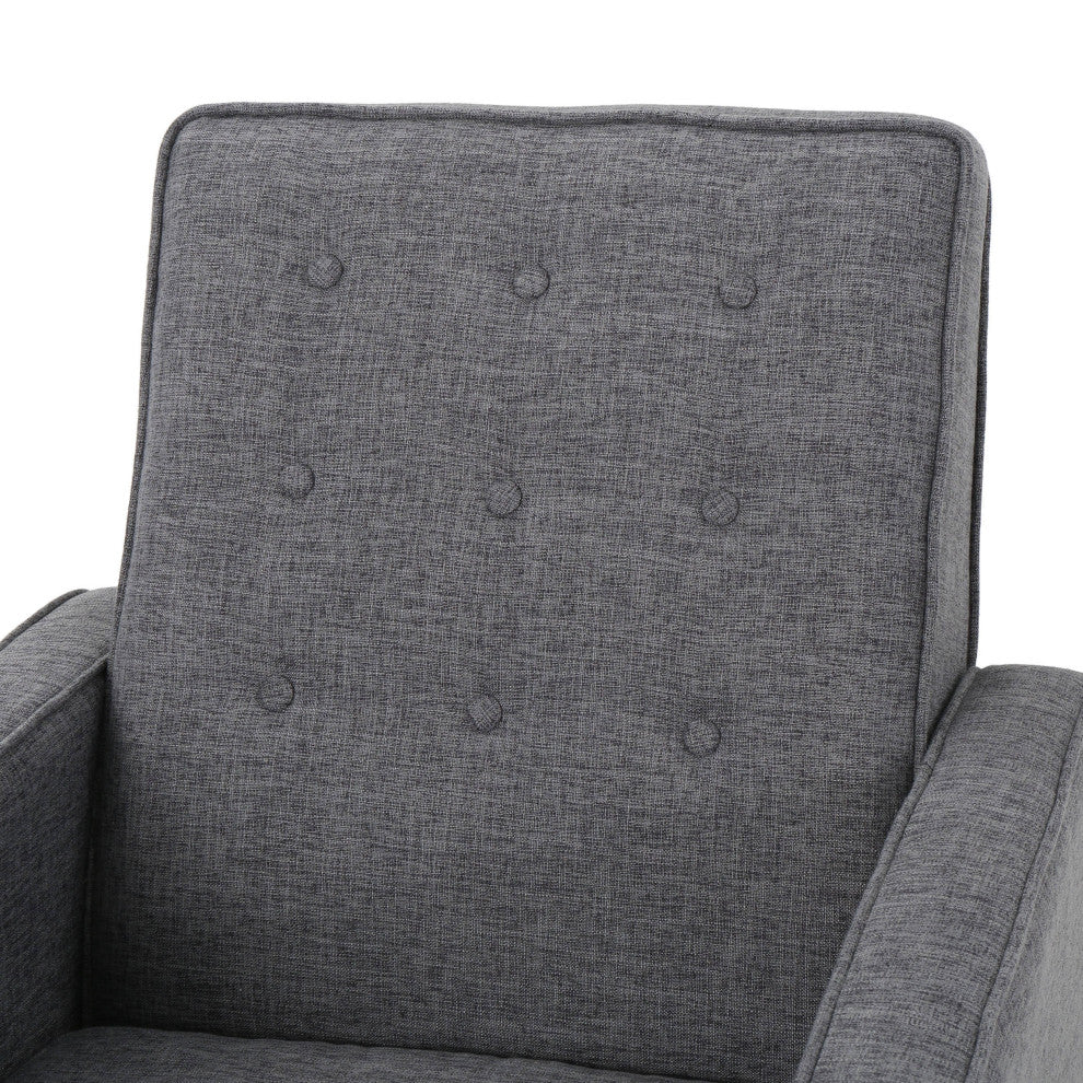 GDF Studio Macedonia Mid-Century Modern Button Tufted Fabric Recliner, Gray Fabric