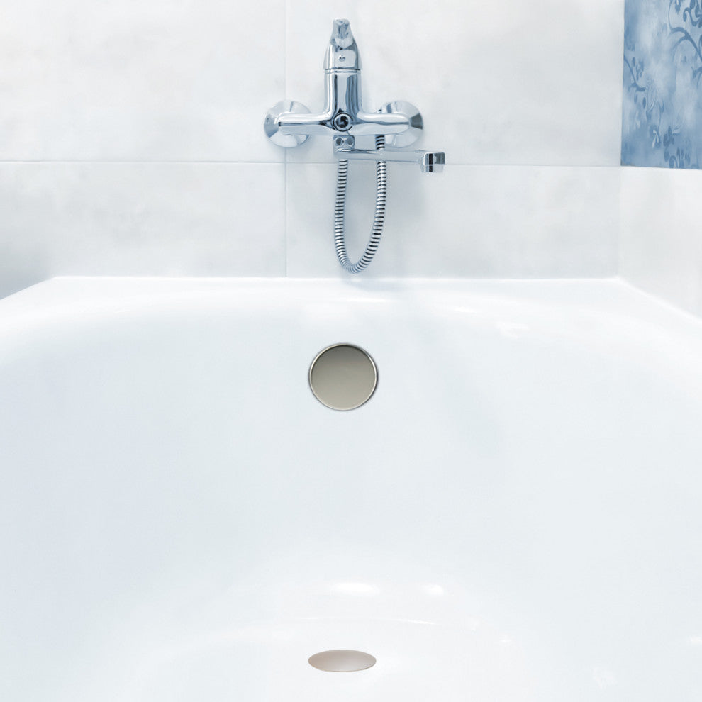 Illusionary Overflow 12" & 4" Sch. 40 PVC Bath Waste and Overflow Tip-Toe, Satin Nickel