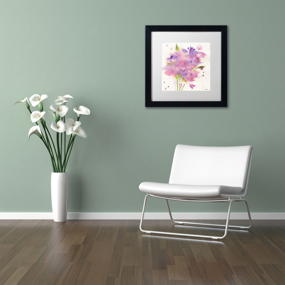 Sheila Golden ''A Bouquet For You'' Matted Framed Art, Black Frame, White, 16x16