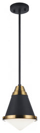 Matteo Lighting C70801MBOP One Light Pendant, Matte Black Finish