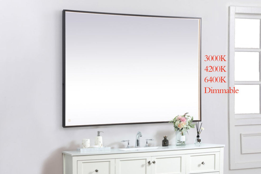Elegant Decor Pier 42x60" Modern Aluminum LED Mirror in Black