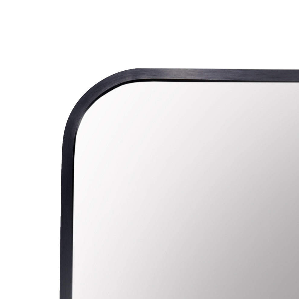 65 inch Rectangular Framed Rust-Proof Floor Bedroom Mirror, Black, 22'' X 65''