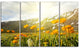 Mountain Pasture with Yellow Flowers, Floral Canvas Art Print, 48"x28", 4 Panels