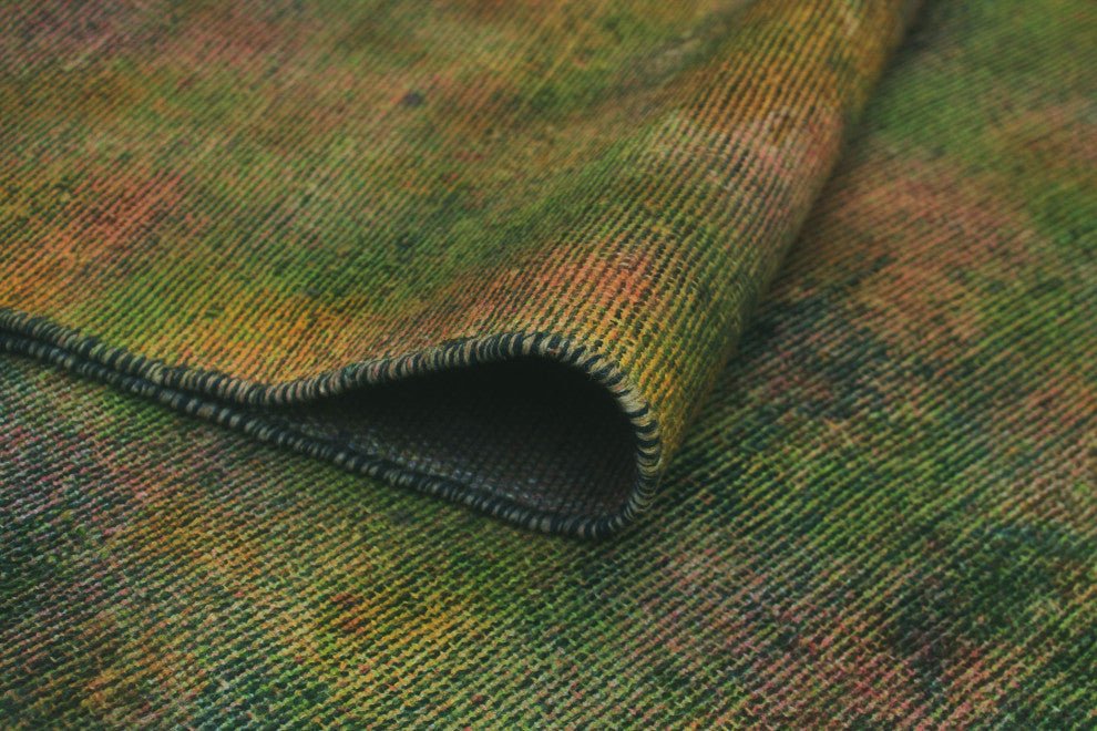 Vintage Distressed Saeedeh Green/Purple Rug, 4'7x6'3