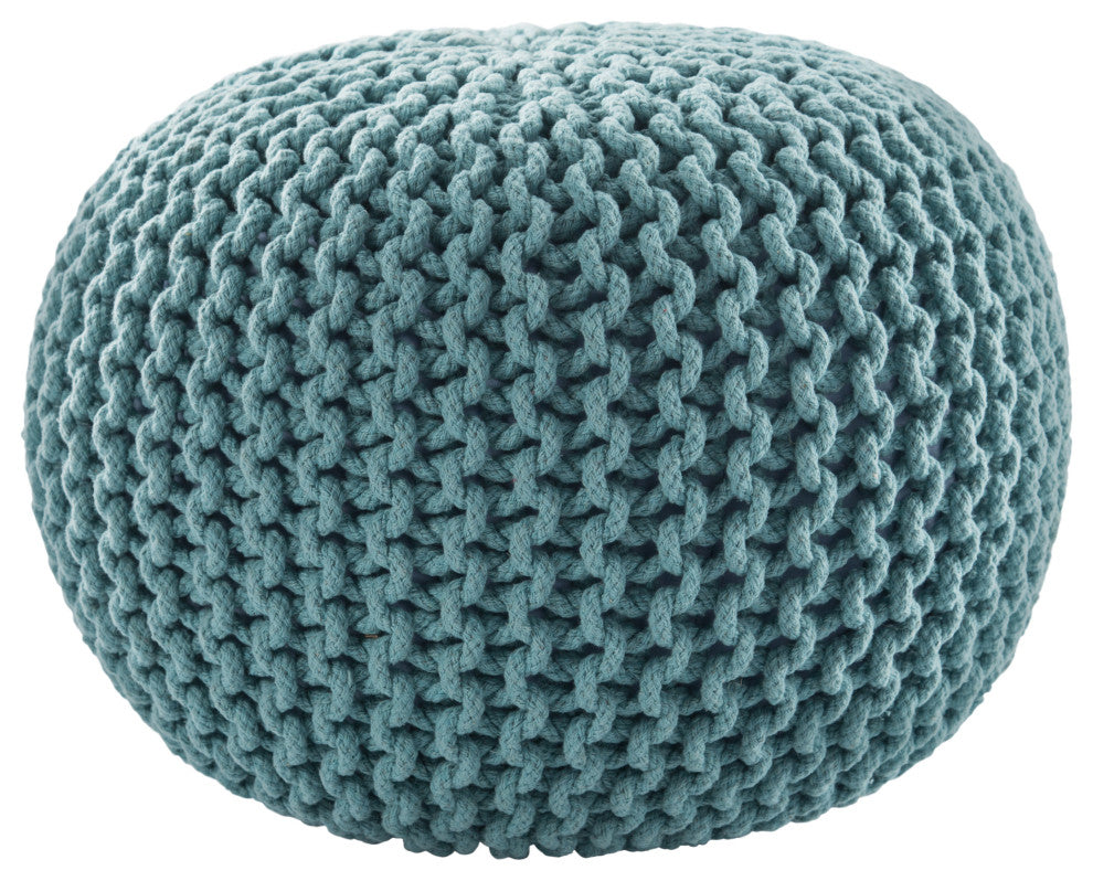 Jaipur Living Visby Textured Round Pouf, Aqua