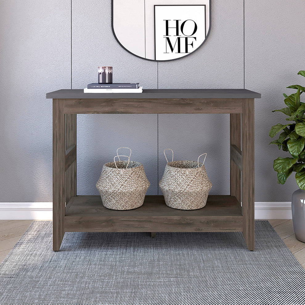 Paulson Rustic Console Table Onyx Top by RST Brands, Brown/Black