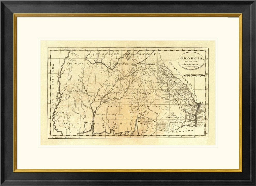 "State of Georgia, 1795" Framed Digital Print by Mathew Carey, 32"x23"