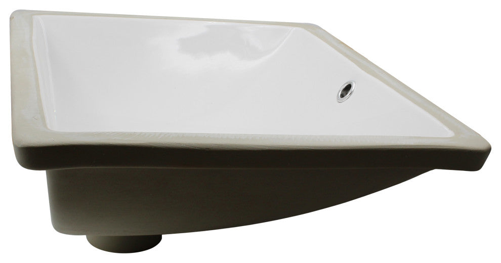 NP-U193906 Rectangular Undermount White Porcelain Sink, Overflow Drain Options, Matte Black