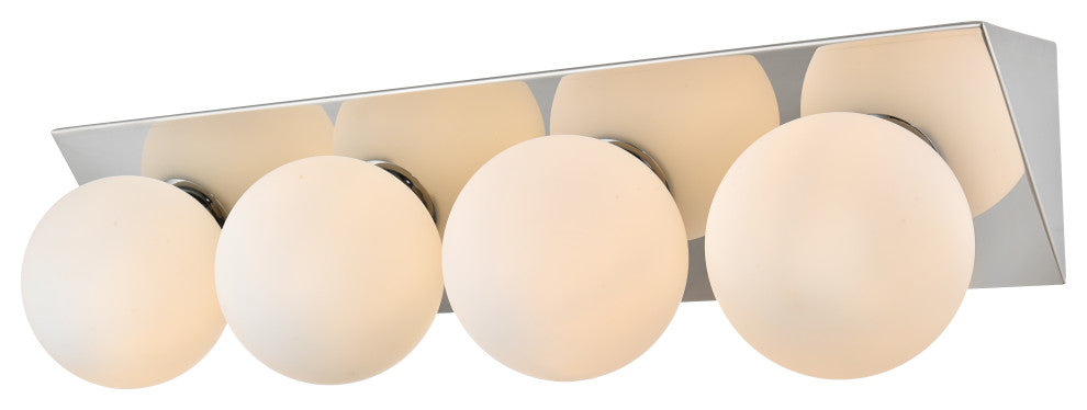 4 Light Chrome And Frosted White Bath Sconce