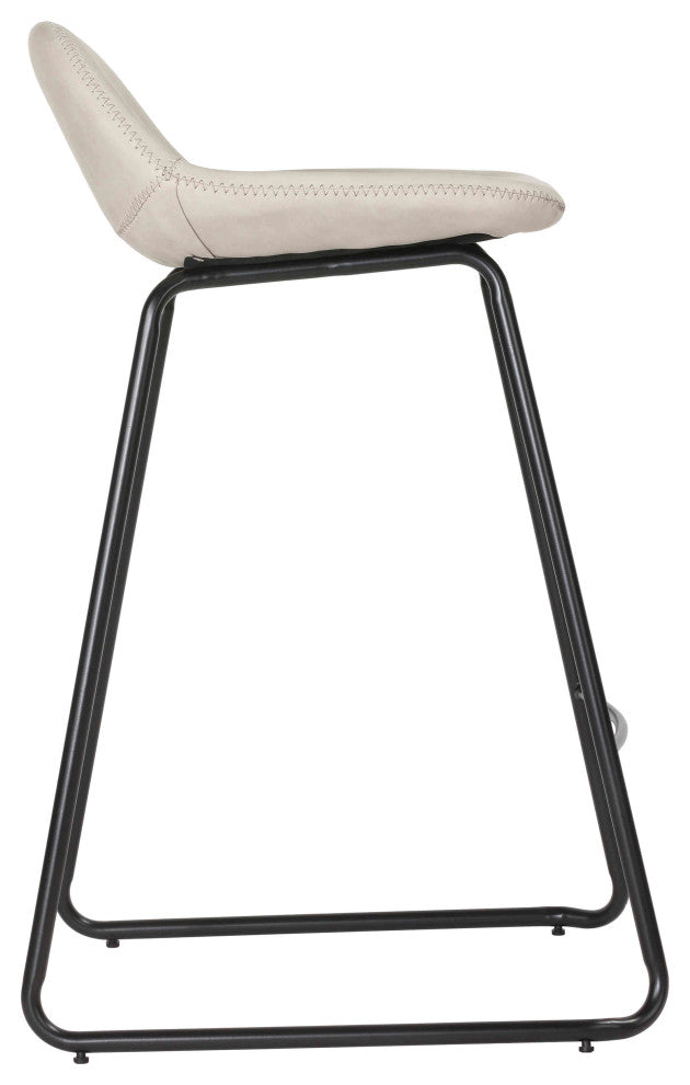 Cortesi Home Ava Counter Stools, Stone Gray Faux Leather, Set of 2