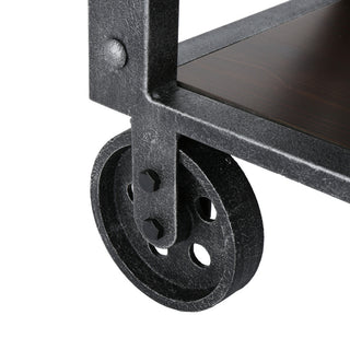 GDF Studio Dresden Faux Wood Coffee Table With Antique Black Iron Frame, Rustic