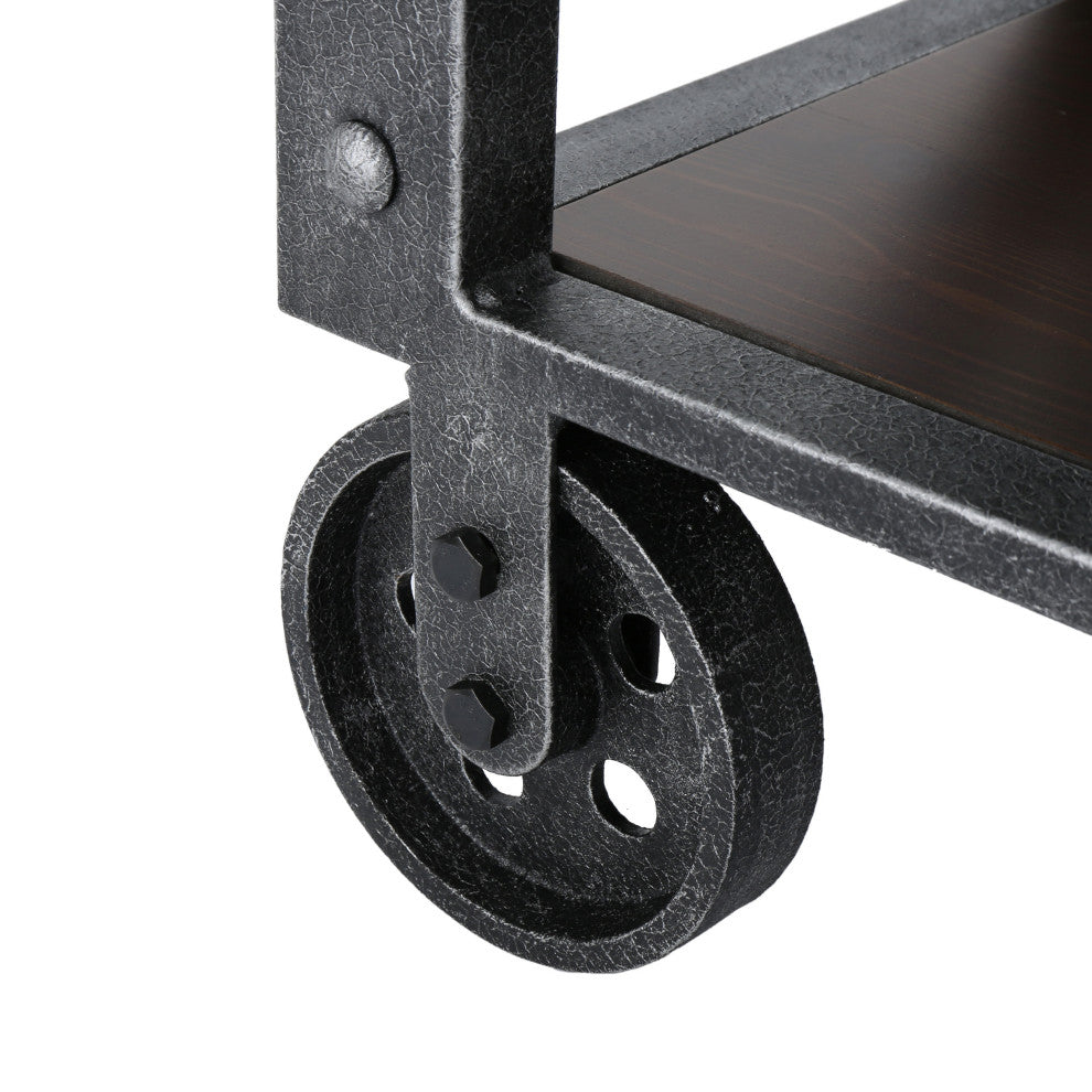 GDF Studio Dresden Faux Wood Coffee Table With Antique Black Iron Frame, Rustic