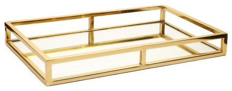 Oblong Mirror Tray-gold