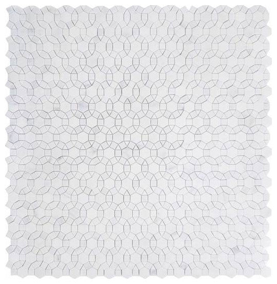 Mosaic Tile Calacatta Marble Circular Shape, White