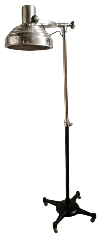 Consigned Chrome Industrial Floor Lamp on Wheels