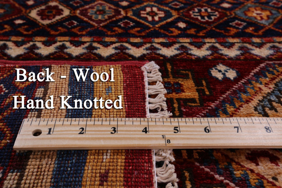 2' 7" X 8' 1" Runner Handmade Super Kazak Khorjin Rug Q5396