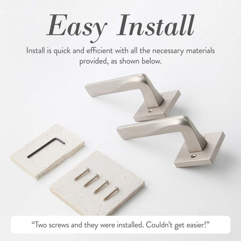 Modern Heavy Duty Designer Interior Door Lever - Canal Collection, Satin Nickel, Double Dummy