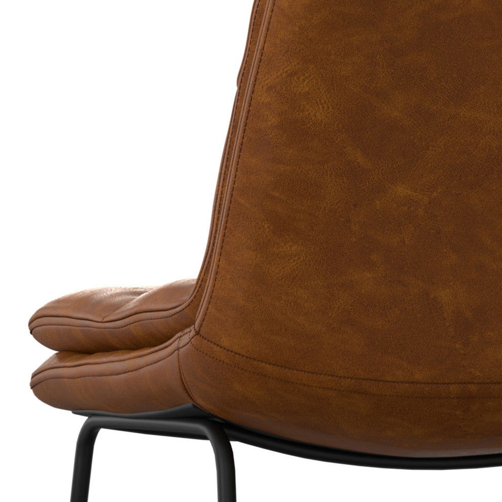 Danika Counter Height stool, Set of 2, Camel Brown Vegan Faux Leather