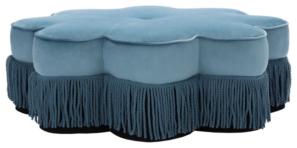 Safavieh Tanith Flower Ottoman, Dusty Blue