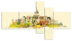 Havana Panoramic View, Cityscape Watercolor Canvas Print, 60"x32", 5 panels