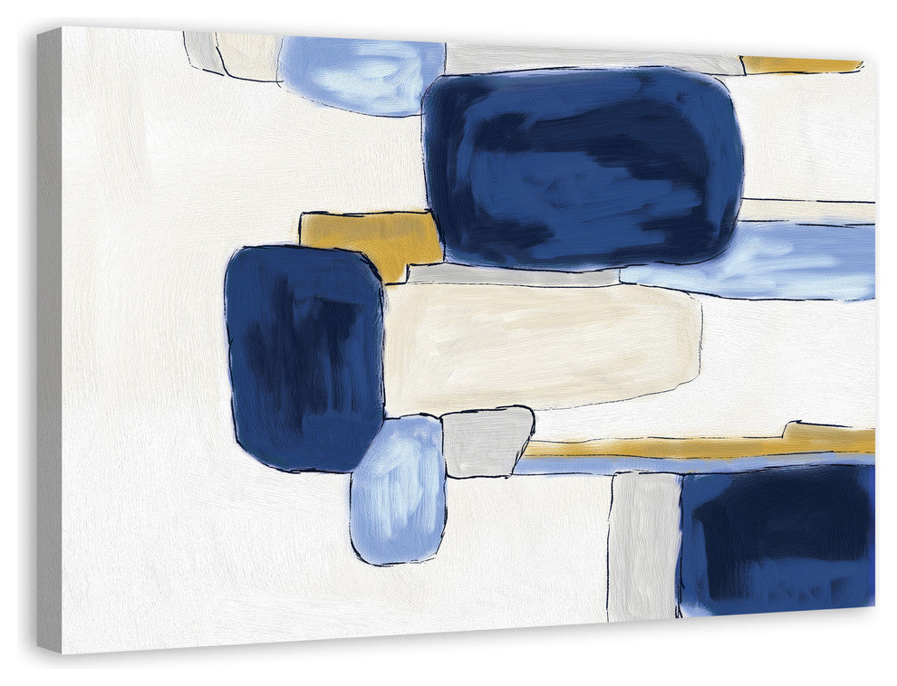 Watercolor Blue Abstract Squares 32x48 Canvas Wall Art