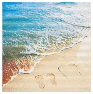 Safavieh Barbados Collection Indoor-Outdoor, BAR550 Rug, Gold/Blue, 8' Square