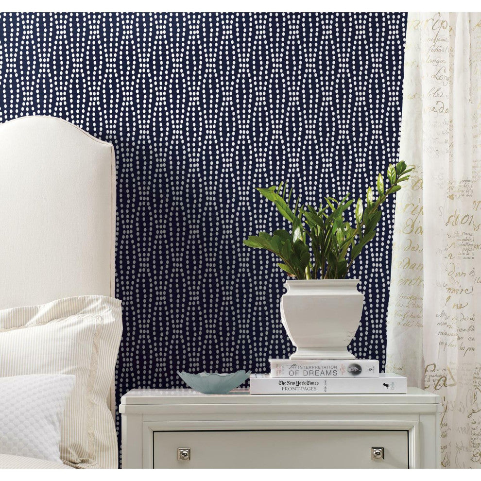 Navy & White Strands Peel & Stick Wallpaper