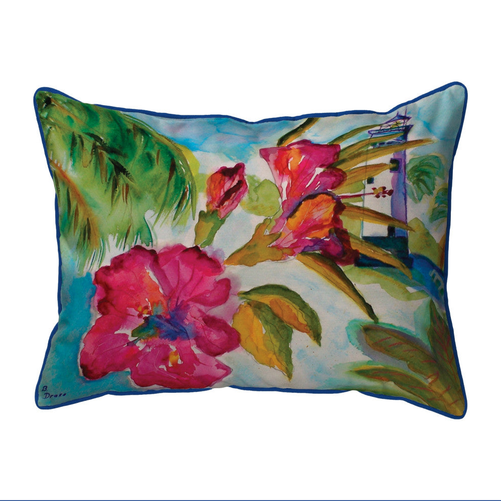 Lighthouse and Florals Large Indoor/Outdoor Pillow 16x20