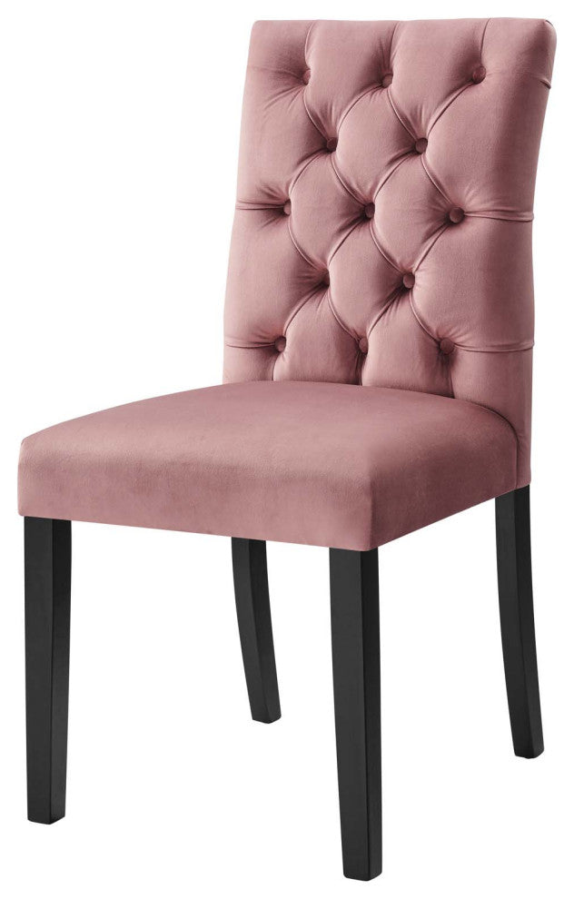 Side Dining Chair, Set of 2, Pink, Velvet, Modern, Cafe Bistro Hospitality