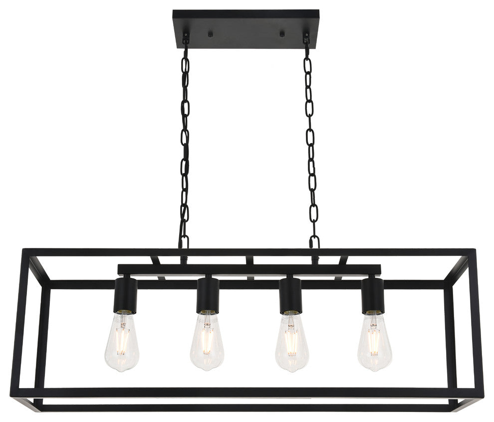 Black Finish 4-Light Pendant