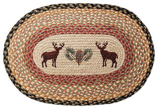 Deer and Pinecone Oval Patch Rug