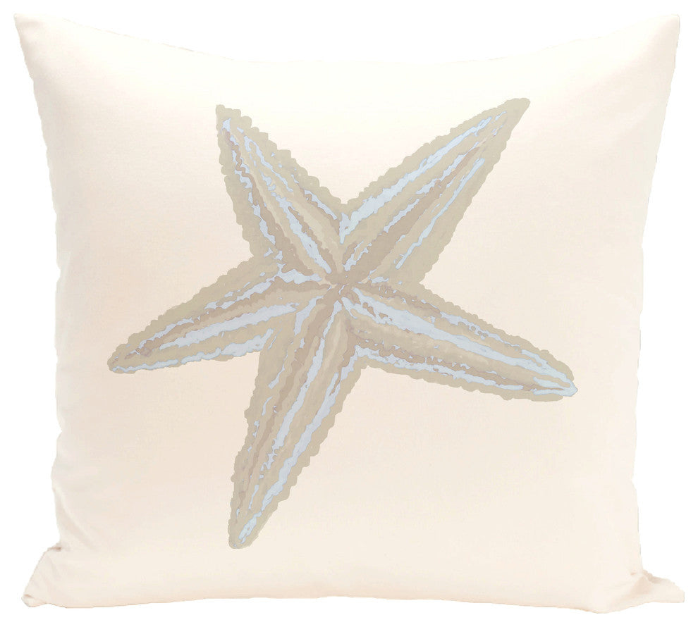 Sea Star Coastal Print Pillow, Oatmeal, 20"x20"