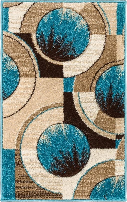 Well Woven Ruby Yolo Modern Geo Shapes Blue Area Rug 60106 2'' x 3''