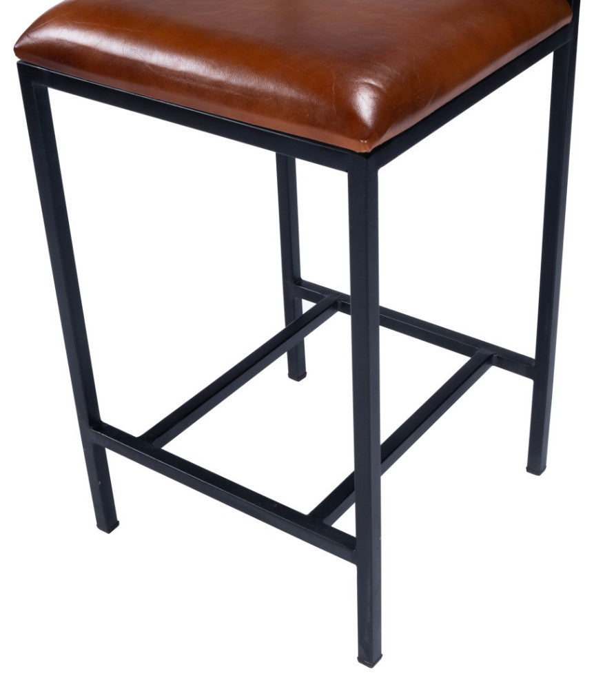 Classic Leather and Metal Counter Stool